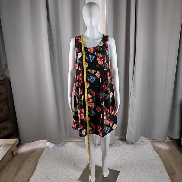 H&M "Mama" Women's Black, Pink, Floral, Side Zip, Sleeveless, Midi Dress Size M - Picture 7 of 15